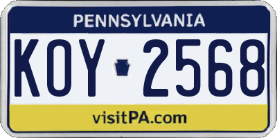 PA license plate KOY2568