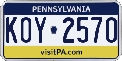 PA license plate KOY2570