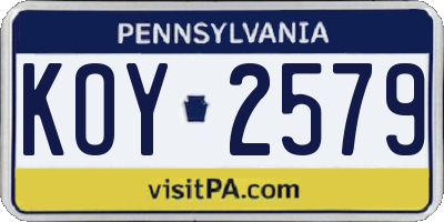 PA license plate KOY2579