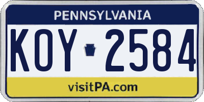 PA license plate KOY2584