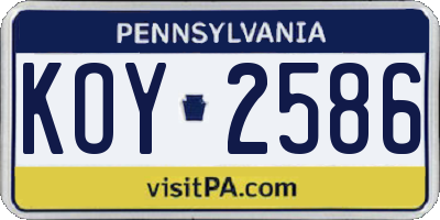 PA license plate KOY2586