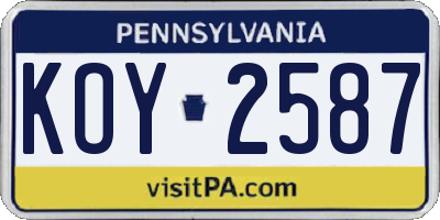 PA license plate KOY2587