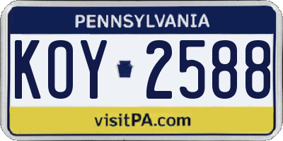 PA license plate KOY2588