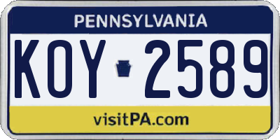 PA license plate KOY2589