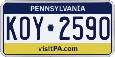 PA license plate KOY2590