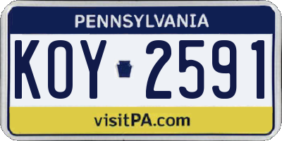 PA license plate KOY2591
