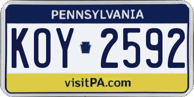 PA license plate KOY2592