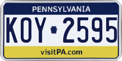 PA license plate KOY2595