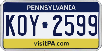 PA license plate KOY2599