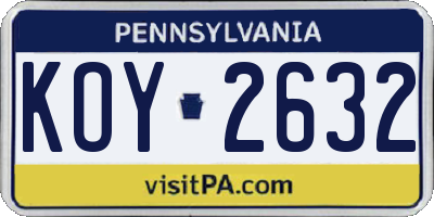 PA license plate KOY2632