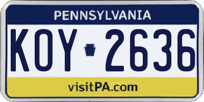 PA license plate KOY2636