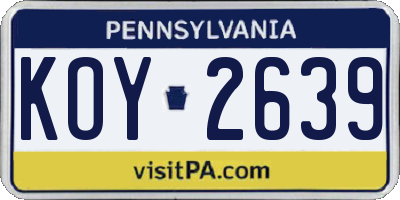 PA license plate KOY2639