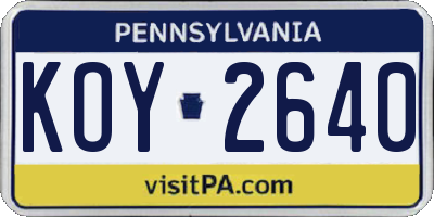 PA license plate KOY2640