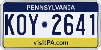 PA license plate KOY2641