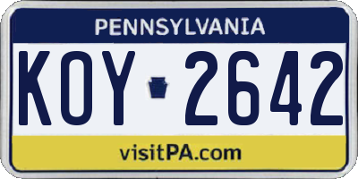 PA license plate KOY2642