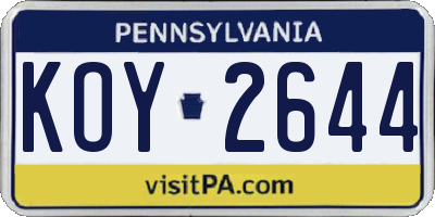 PA license plate KOY2644