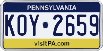 PA license plate KOY2659