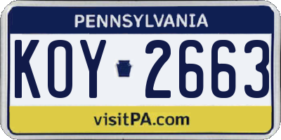 PA license plate KOY2663