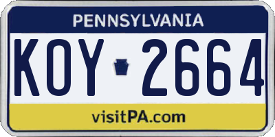 PA license plate KOY2664