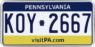 PA license plate KOY2667