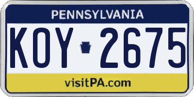 PA license plate KOY2675