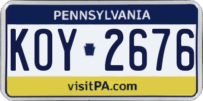 PA license plate KOY2676