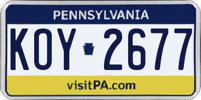 PA license plate KOY2677