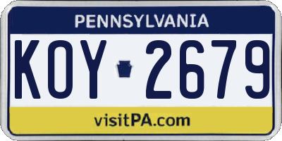 PA license plate KOY2679