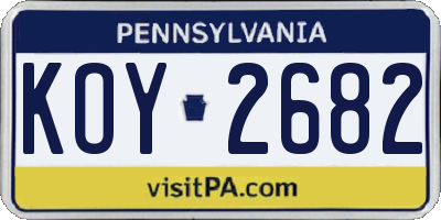 PA license plate KOY2682