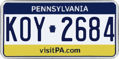PA license plate KOY2684