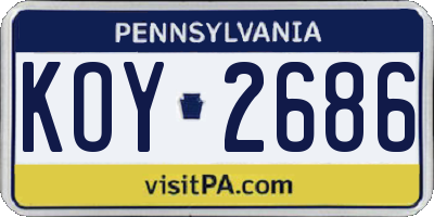 PA license plate KOY2686
