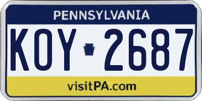 PA license plate KOY2687