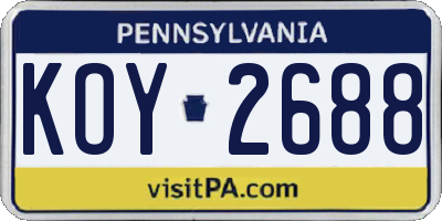 PA license plate KOY2688