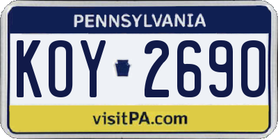 PA license plate KOY2690