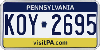 PA license plate KOY2695