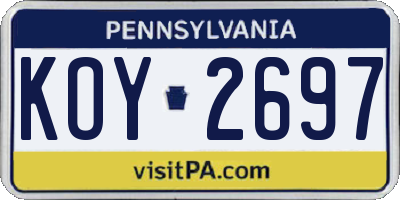 PA license plate KOY2697