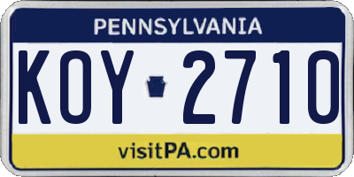 PA license plate KOY2710