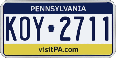 PA license plate KOY2711