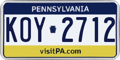 PA license plate KOY2712