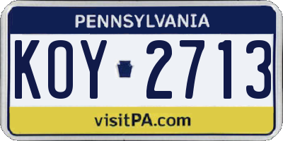 PA license plate KOY2713