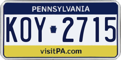 PA license plate KOY2715