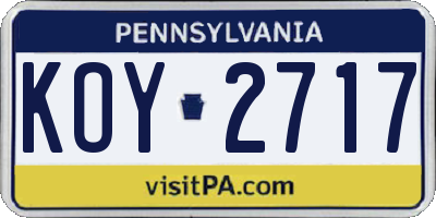 PA license plate KOY2717