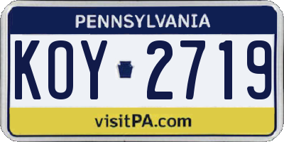 PA license plate KOY2719