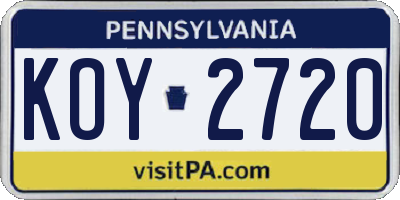 PA license plate KOY2720