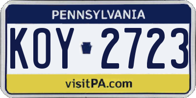 PA license plate KOY2723