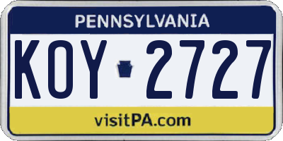 PA license plate KOY2727