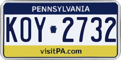 PA license plate KOY2732