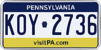 PA license plate KOY2736