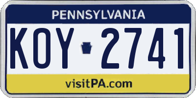 PA license plate KOY2741
