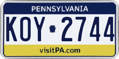 PA license plate KOY2744